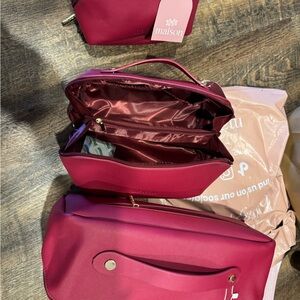 Maison Minimalist Maroon Women's Trio Bundle Travel Bag Set